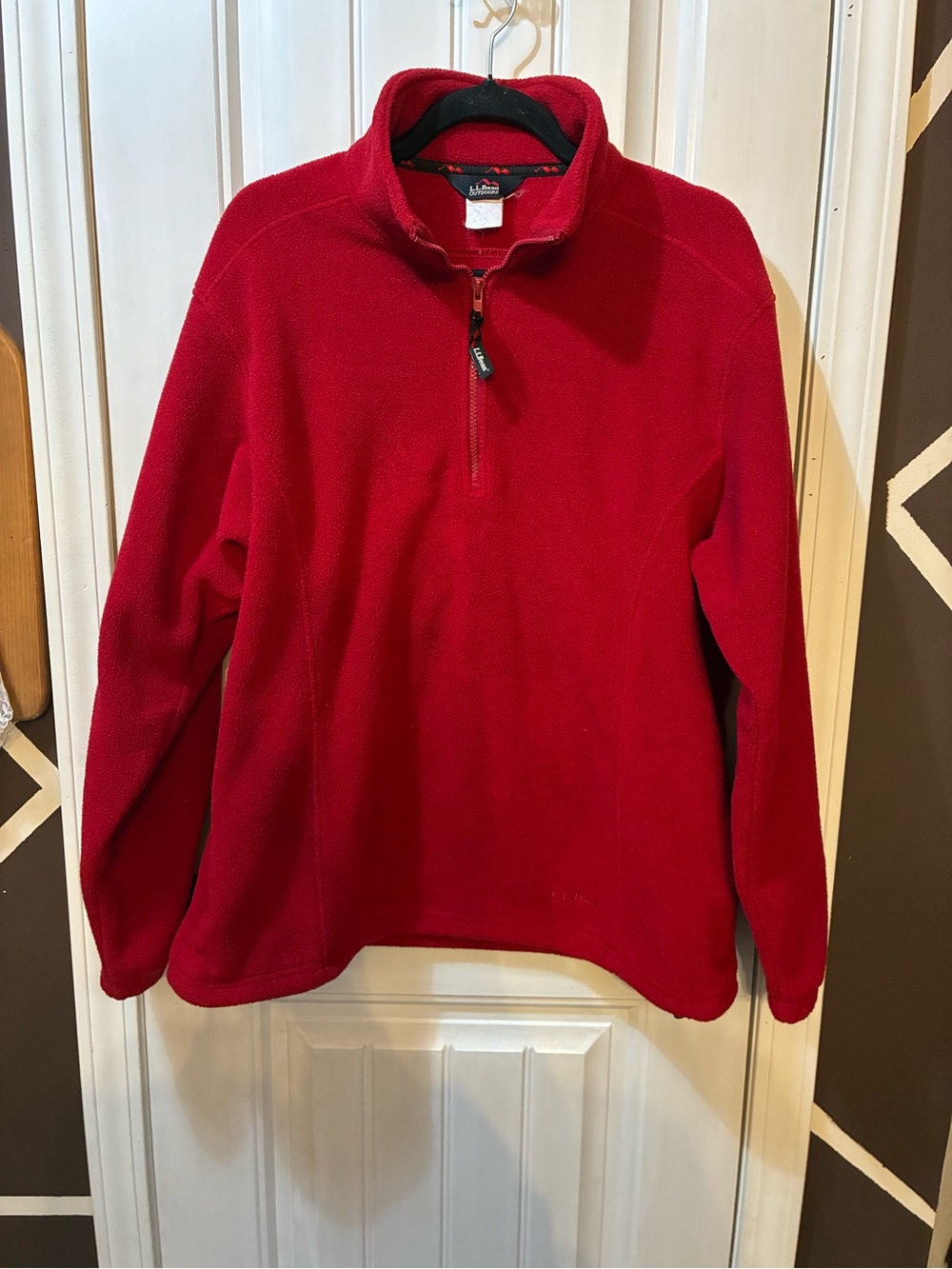 L.L. Bean Men’s Red Quarter-Zip Fleece Pullover